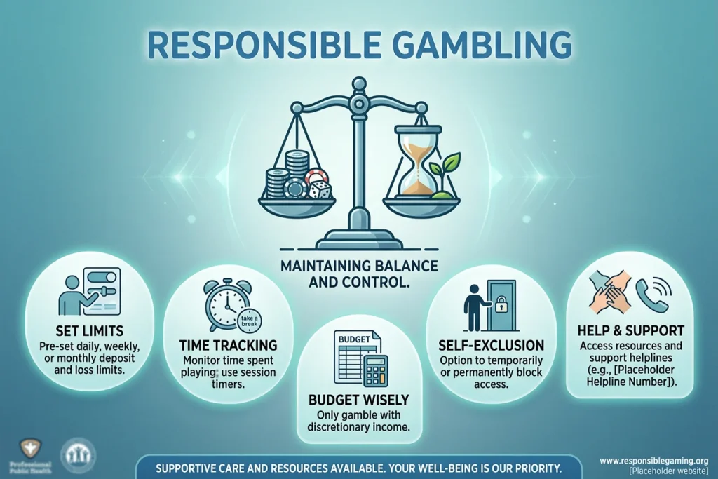 Símbolo de juego responsable con herramientas de autocontrol
